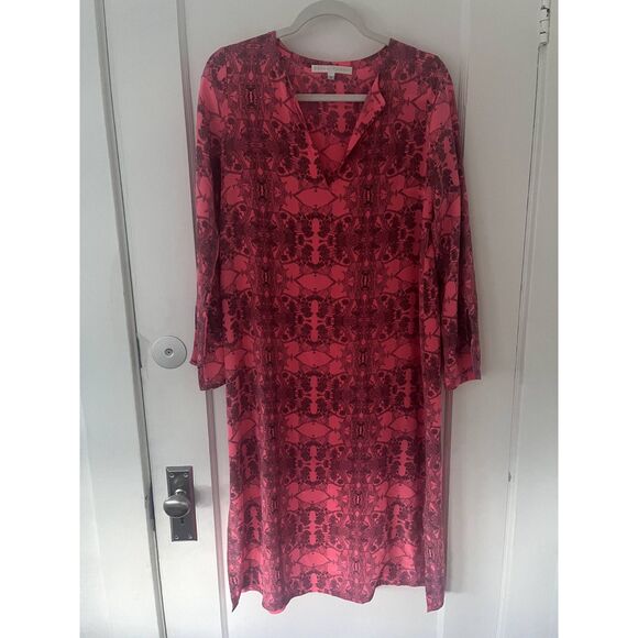 Erica Tanov Nava Dress in Barbi Pink 100% Silk Long Sleeve Midi Size 1 (Small) - Picture 4 of 10